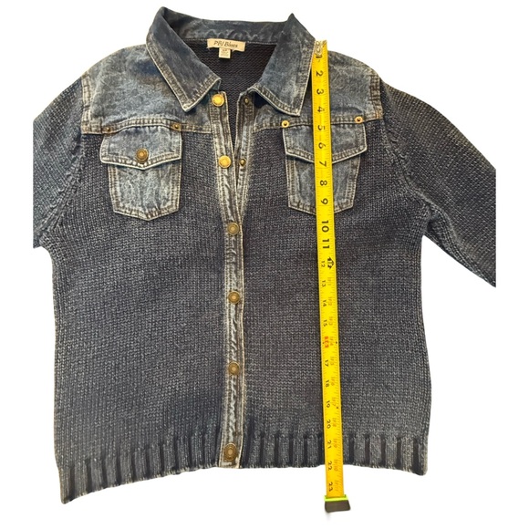 Pure Blue Japan (PBJ Blues) Denim Knit Jacket Indigo Y2K Japan Women’s Sz S - Picture 5 of 9